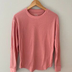 Women's Pink Waffle Thermal Crew Size S